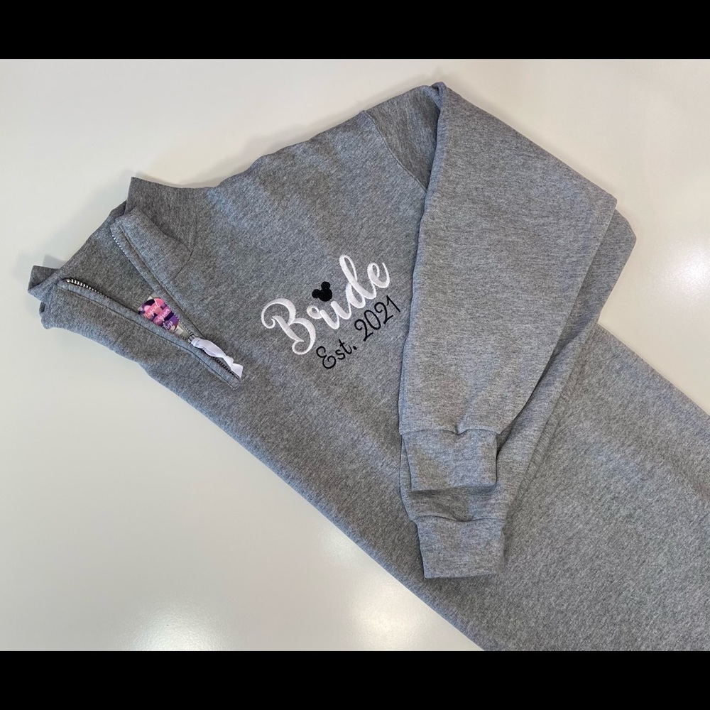 Disney Bride 1/4 Zip Embroidered Sweatshirt